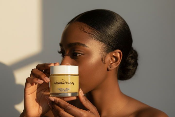 AfroHairCandy Hairline & Edge Care Balm for dry fragile edges and textured hair
