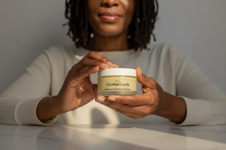 Botanical hair pomade for curl definition softness shine and moisture retention