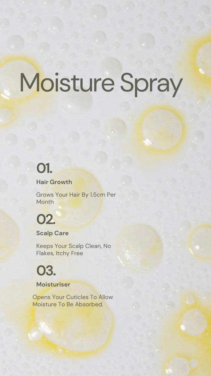 Botanical hair moisture spray for soft hydrated natural Afro hair